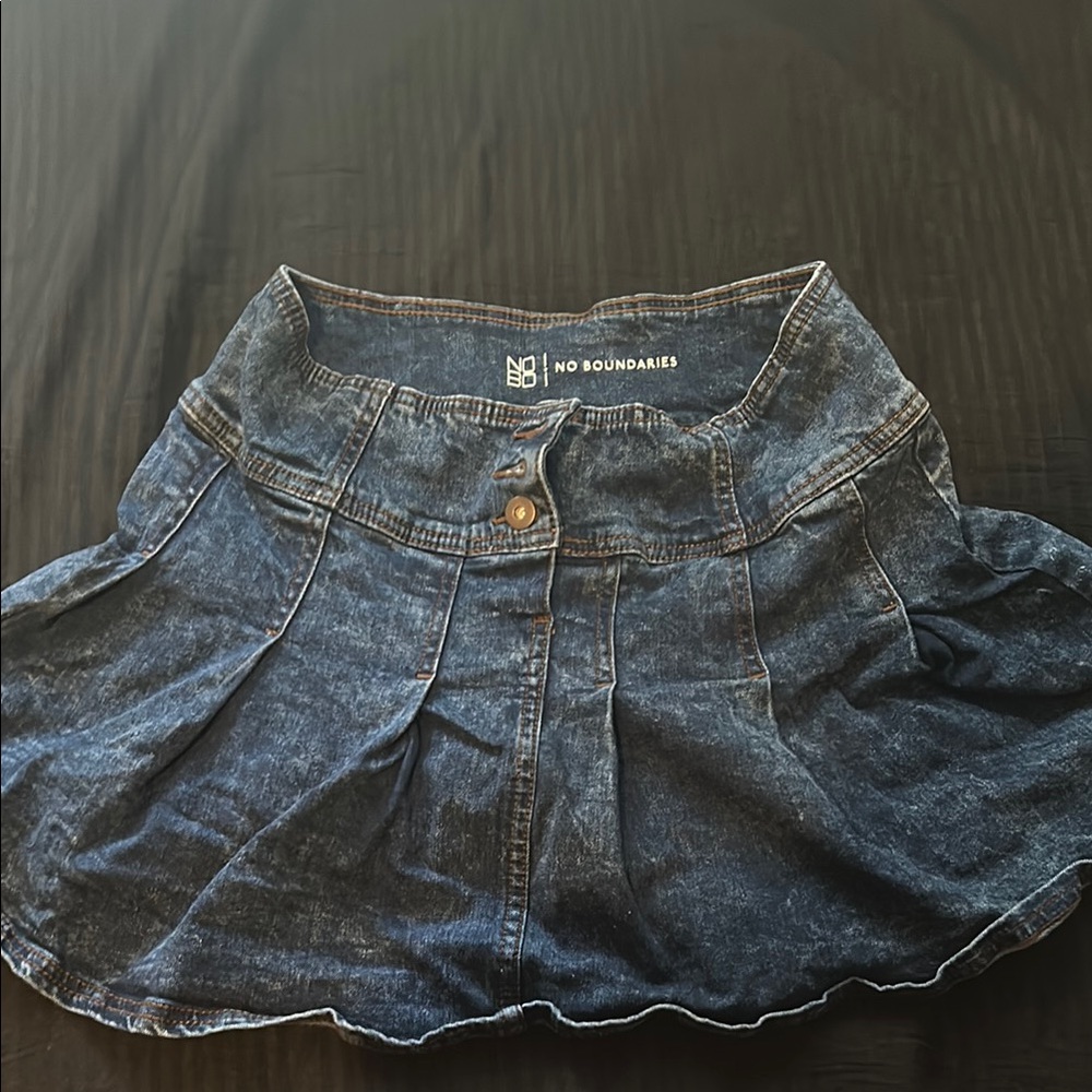 No Boundaries Blue and Gold Mini Bubble Skirt